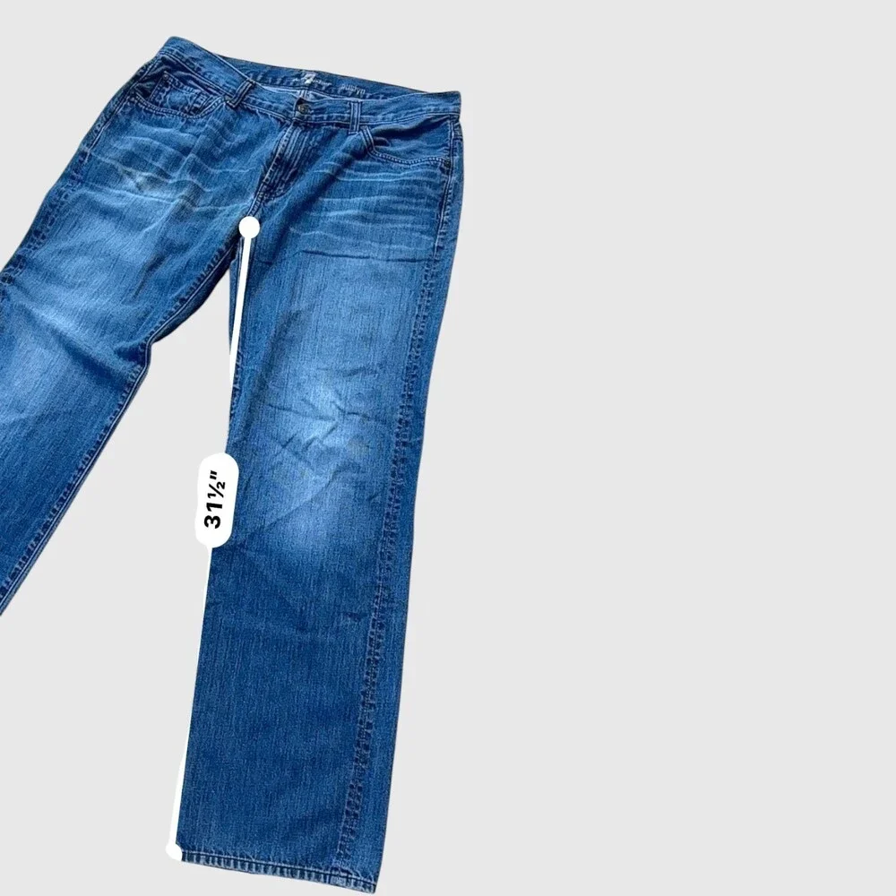 7 For All Mankind Austyn Relaxed Straight Leg Jeans Men's 36 Medium Blue Wash